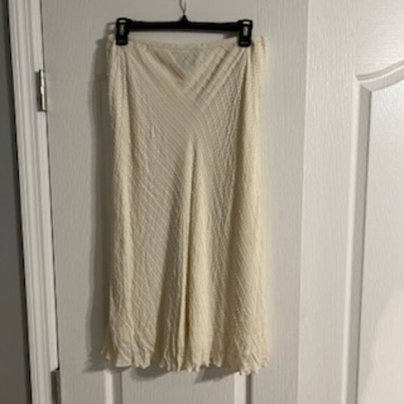 Lauren Ralph Lauren Women's 100% Silk Beaded Lined Ivory Skirt 10 NWT - Picture 3 of 15